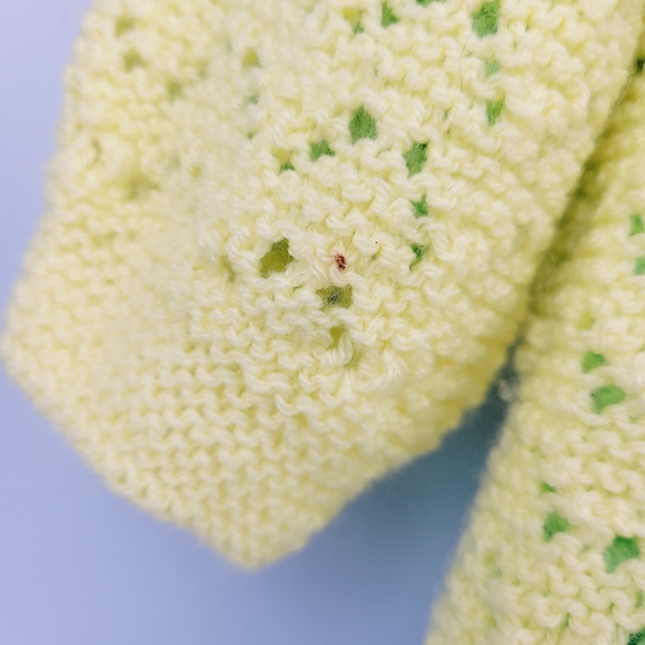 Infant Baby Crochet Dress And Sweater Set Hand Crafted Green And Yellow - Picture 12 of 16